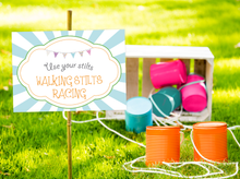 Party Games Set -Digital Printables - Sings for games:  Globoflexia, Tug of War and Walking Stilts Race
