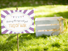 Party Games Set -Digital Printables - Sings for games:  Globoflexia, Tug of War and Walking Stilts Race