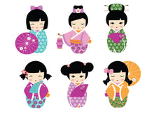 Kokeshi Dolls - Origami Party Decoration - Digital Design - PDF, SVG, DXF, EPS, PNG - Direct Download