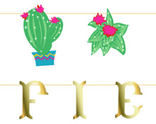 Mexican Cactus Party Bunting + Let's Fiesta Banner - Digital Design