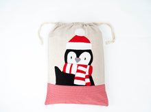 Santa Bags with Penguin Felt Applique