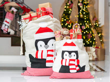 Santa Bags with Penguin Felt Applique