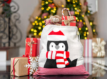 Santa Bags with Penguin Felt Applique