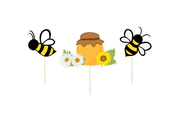 Bee Party Toppers - Cake toppers - Centrepiece - 3 Designs included: 2 Bee designs and Honey - Digital File - SVG, PNG, PDF