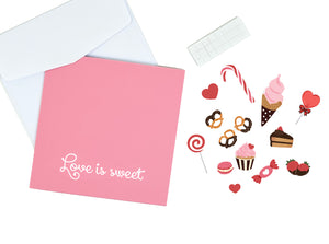 DIY Valentine's Invitation + Envelope  -  'Love is Sweet' Card - Digital Download - SVG, PDF