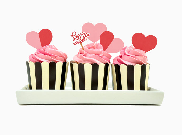 Valentine's Cupcake Toppers and Wrappers - Digital Download - SVG, PDF, PNG