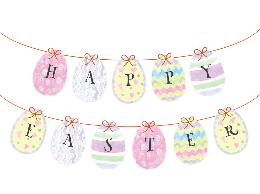 Painted Eggs Bunting - Easter Garland - Party Banner - DXF, EPS, SVG, PDF - Direct Download
