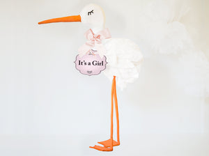 Baby Shower sign IT'S A GIRL and DIY 3D Stork tutorial - PDF, SVG - Cut files -  DIGITAL DESIGN