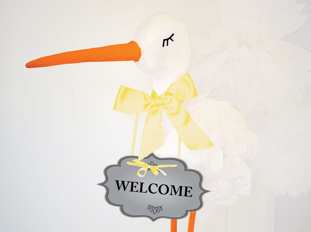 Baby Shower Sign WELCOME and DIY 3D Stork tutorial  - PDF, SVG - Cut files -  DIGITAL DESIGN