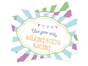Party Games Set -Digital Printables - Sings for games:  Globoflexia, Tug of War and Walking Stilts Race