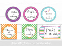 Thanks 4 Coming Tags - Custom Party Bag Labels - PDF - Cut files