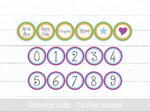 Number Stickers & Party Cupcake Toppers for Birthdays, Anniversaries, Weddings and Celebrations - Instant Download