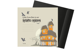 Set of 10 Haunted Mansion Halloween Invitations + 10 Envelopes