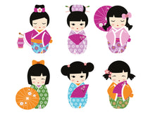 Kokeshi Dolls - Origami Party Decoration - Digital Design - PDF, SVG, DXF, EPS, PNG - Direct Download