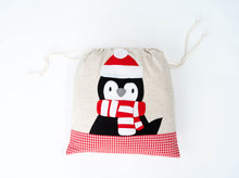 Santa Bags with Penguin Felt Applique