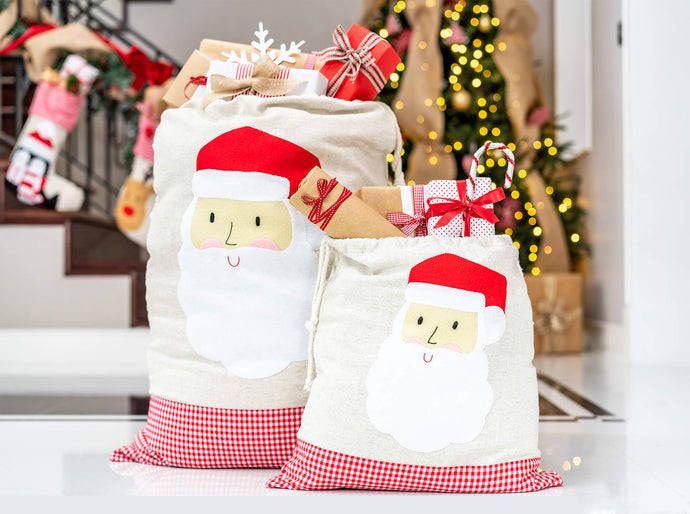 Santa Bags with Santa Felt Applique