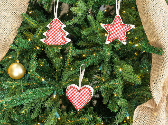 Gingham Christmas Tree Ornaments
