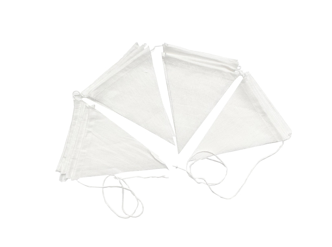 White Linen Fabric Garland 5.5m - 20 pennants